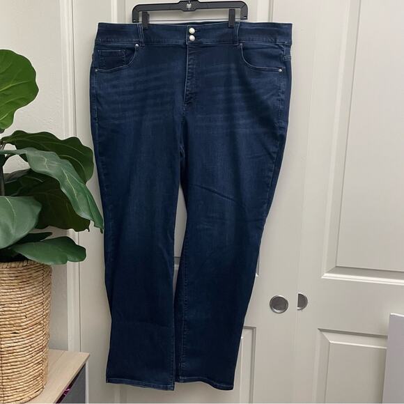 Lane Bryant High Rise Straight Jeans Dark Wash Tighter Tummy - Picture 1 of 5